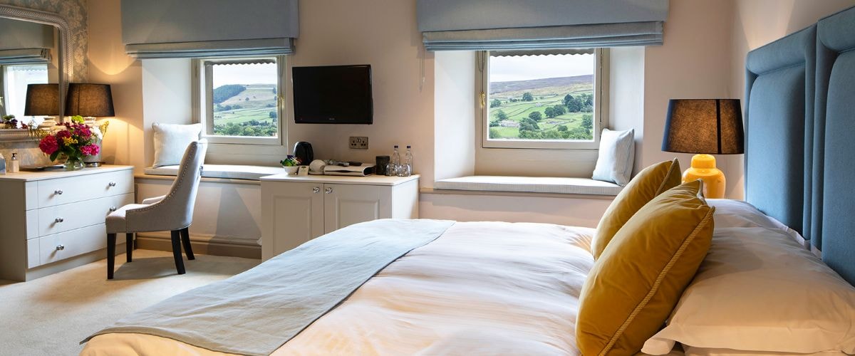 The Muker bedroom has stunning views across the Yorkshire Dales